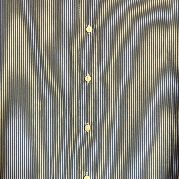 ZARA Blue and White Striped Button Down with Black Tassels on Hem - Picture 10 of 11